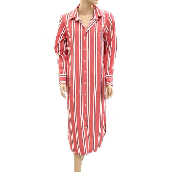 Voyageur By Mersea Charlie Long Shirt Dress Striped Printed Buttondown S 284855 - Picture 6 of 10